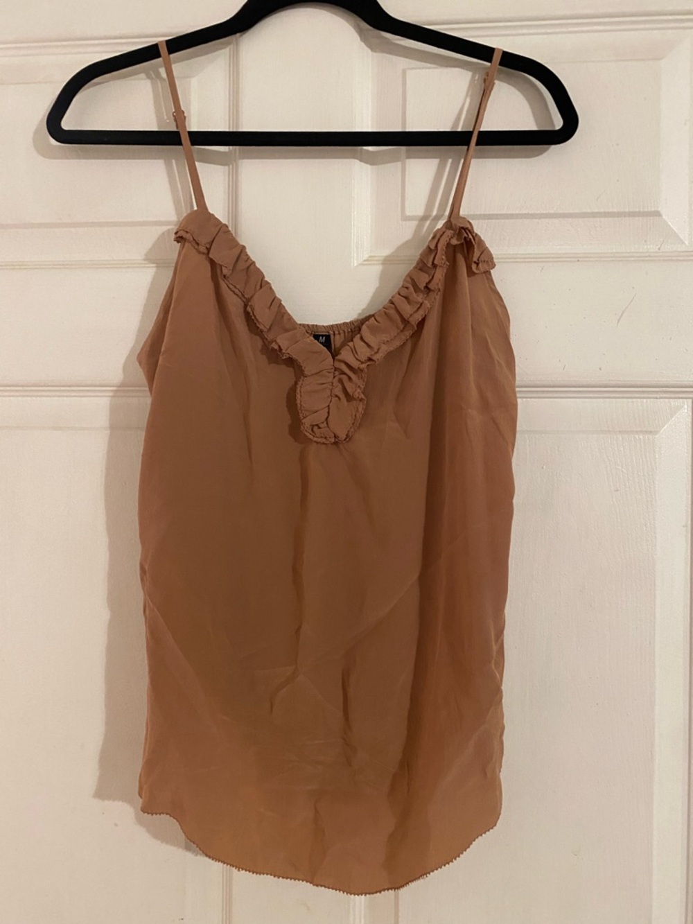 Olive Olivia Ruffle-Trim Spaghetti Strap Cami - Brown Tan